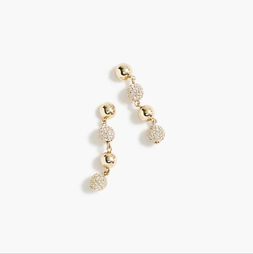 J.Crew Gold & Pave Beads Drop Earrings, Gold